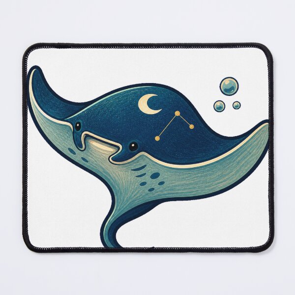Item preview, Moonlit Manta Ray – Celestial Ocean Mascot designed and sold by Quantum Doodle Studio.