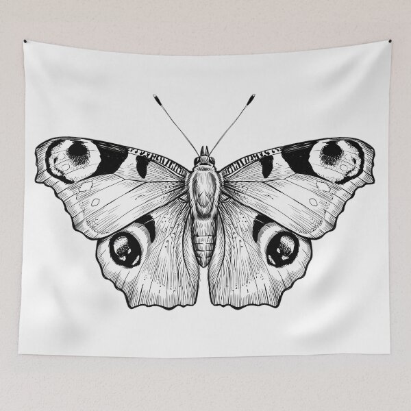 Item preview, Detailed Vintage Peacock Butterfly Ink Sketch Illustration designed and sold by Fairytale_Flowers.