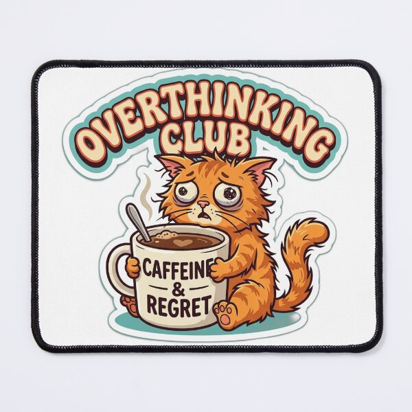 Item preview, Overthinking Club Caffeine and Regret Funny Cat designed and sold by EmrYldrn.