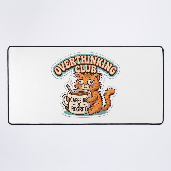 Item preview, Overthinking Club Caffeine and Regret Funny Cat designed and sold by EmrYldrn.
