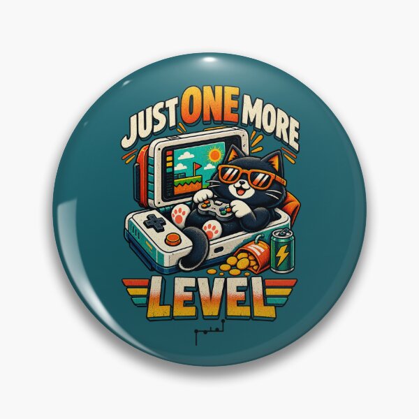 Item preview, Just One More Level – Retro Gamer Cat designed and sold by Musamem  Designs.