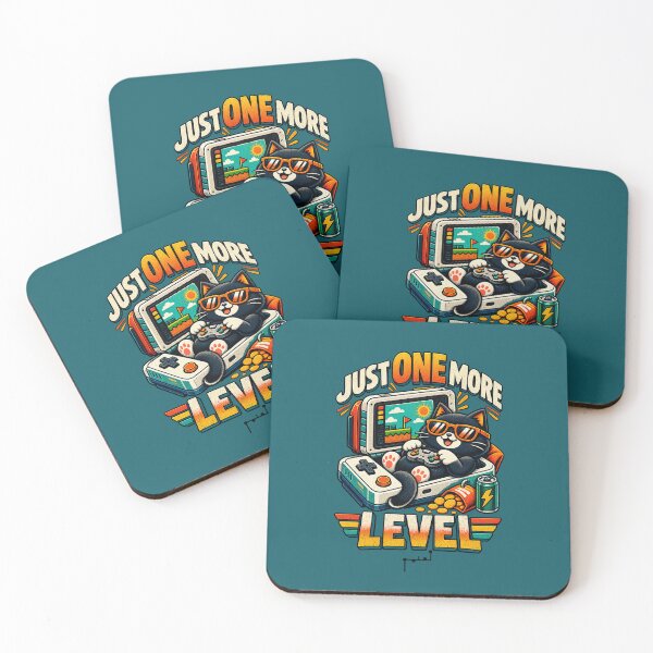 Item preview, Just One More Level – Retro Gamer Cat designed and sold by Musamem  Designs.