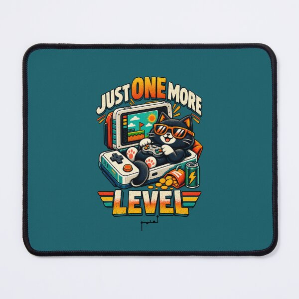 Item preview, Just One More Level – Retro Gamer Cat designed and sold by Musamem Designs.