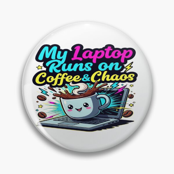 Artikelvorschau, My Laptop Runs on Coffee & Chaos | Funny Coffee Lover Laptop T-Shirt | Caffeine, Work & Tech Humor Gift entworfen und verkauft von Sushikidsntoddlers.