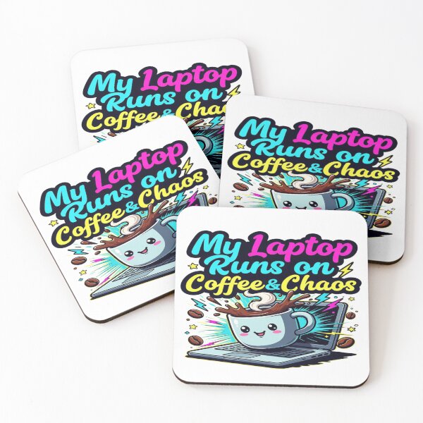 Item preview, My Laptop Runs on Coffee & Chaos | Funny Coffee Lover Laptop T-Shirt | Caffeine, Work & Tech Humor Gift designed and sold by Sushikidsntoddlers.