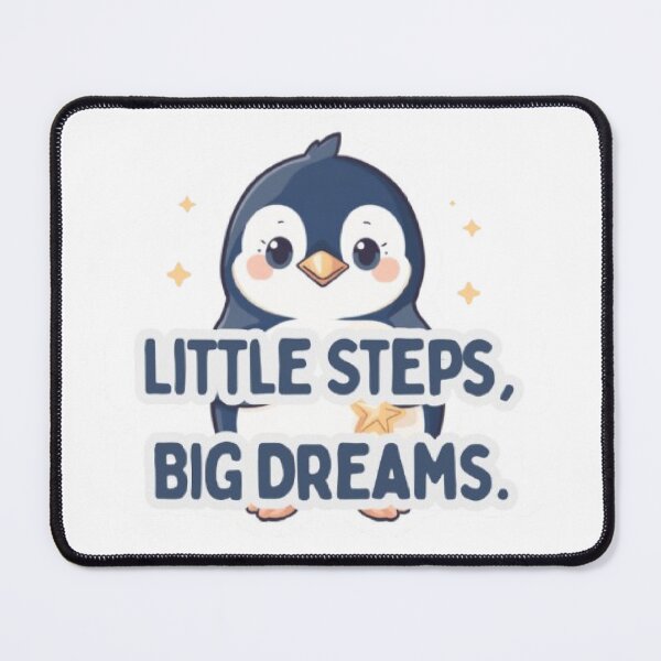 Item preview, Little Steps Big Dreams | Cute Baby Penguin Motivational Sticker designed and sold by Tiny-Doodle-Co.