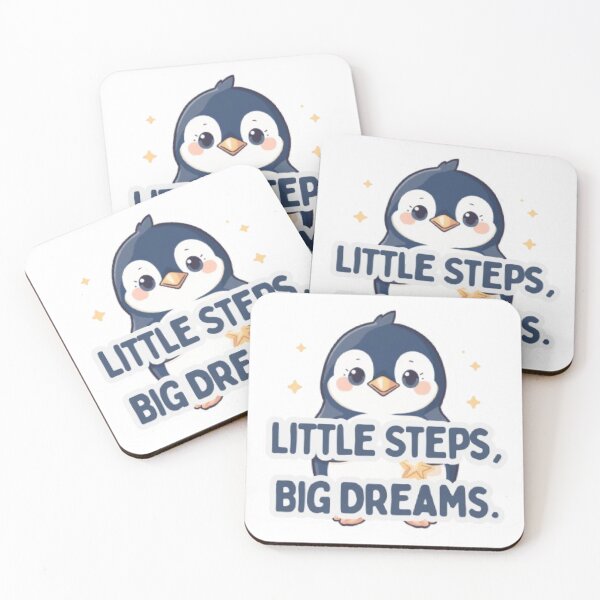 Item preview, Little Steps Big Dreams | Cute Baby Penguin Motivational Sticker designed and sold by Tiny-Doodle-Co.