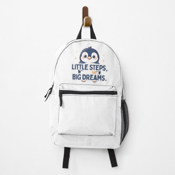 Item preview, Little Steps Big Dreams | Cute Baby Penguin Motivational Sticker designed and sold by Tiny-Doodle-Co.