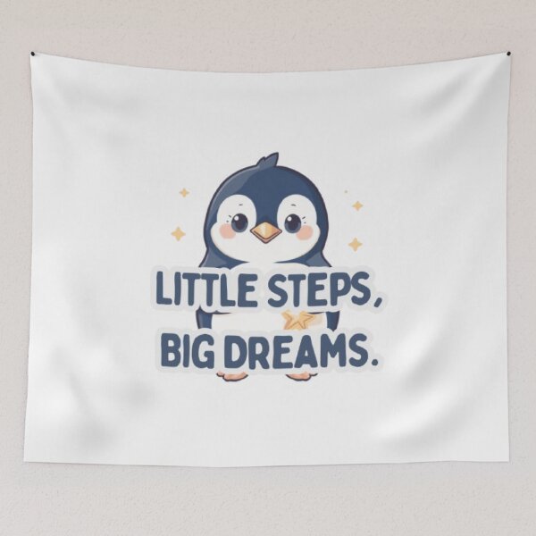 Item preview, Little Steps Big Dreams | Cute Baby Penguin Motivational Sticker designed and sold by Tiny-Doodle-Co.