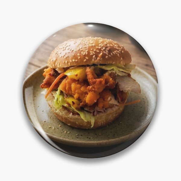 Item preview, Crispy Chicken Burger Culinary Photography Print | Gourmet Fast Food Wall Art | Rustic Kitchen & Dining Canvas Decor | Crispy Chicken Sandwich Poster designed and sold by SergioMiklos.