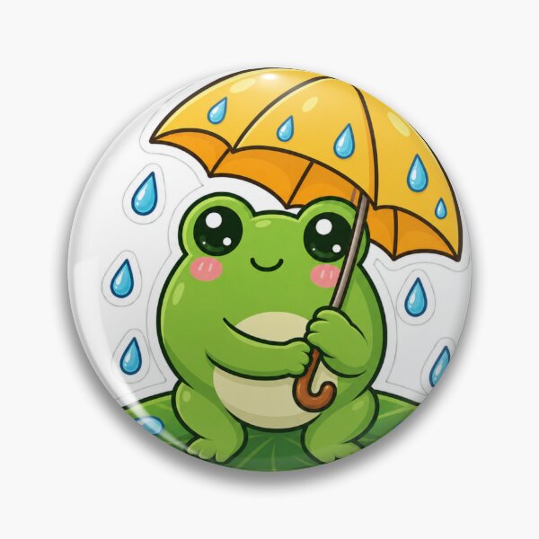 Item preview, Cute Frog With Yellow Umbrella designed and sold by PixelNest40.