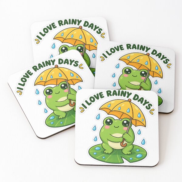 Item preview, Cute Frog With Yellow Umbrella designed and sold by PixelNest40.