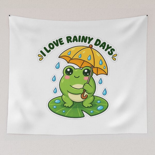 Item preview, Cute Frog With Yellow Umbrella designed and sold by PixelNest40.
