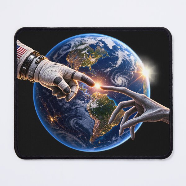 Item preview, Michelangelo Astronaut with Alien Hands Earth Space Sci-Fi designed and sold by Genius Geek.