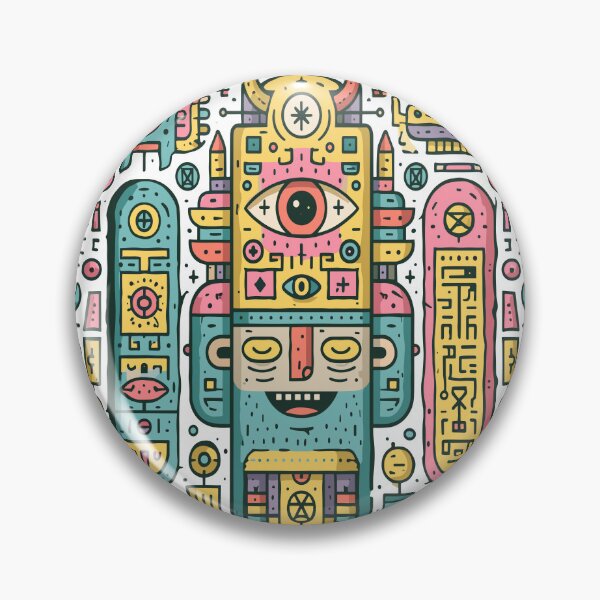 Item preview, Vibrant Abstract Tribal Robot Pattern Art designed and sold by Romgora.
