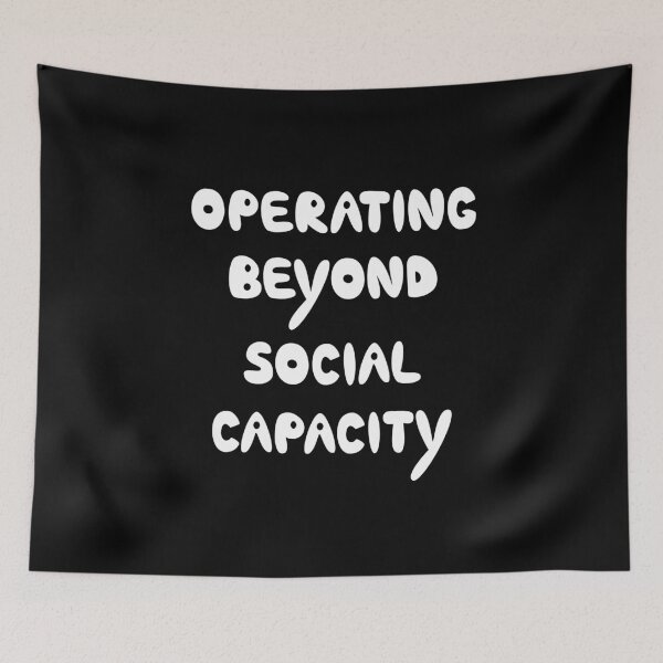 Item preview, Operating Beyond Social Capacity, Funny Introvert Quote, Bubbly Handwriting Tee designed and sold by Mooi Studio.