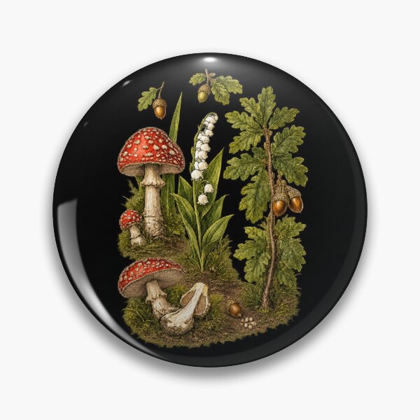 Item preview, Vintage Fly Agaric, Lily of the Valley & Oak Botanical Art designed and sold by Anyshca.