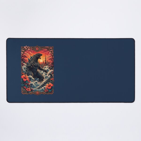 Item preview, Godzilla Kaiju Rising Through Tokyo Sunset Waves Poster designed and sold by BorgSpareParts.