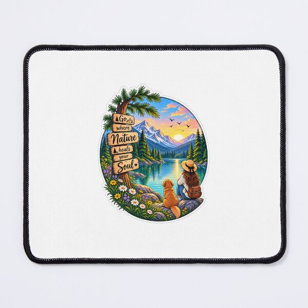 Item preview, Go Where Nature Heals Your Soul – Mountain Lake Nature Adventure Sticker designed and sold by Ishratparween11.