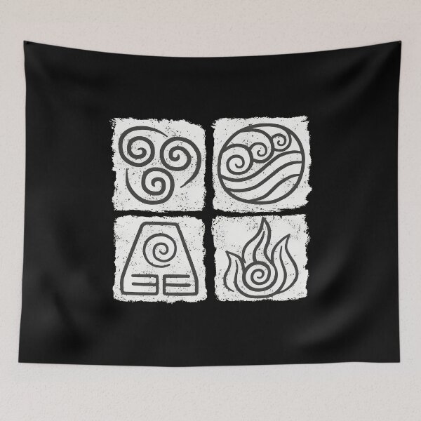 Item preview, Four Nations Elemental Symbols – Avatar Line Art designed and sold by Catsi-Nook-Art.