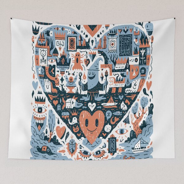 Item preview, Dreamy Symbolic Doodle Heart Illustration designed and sold by Romgora.