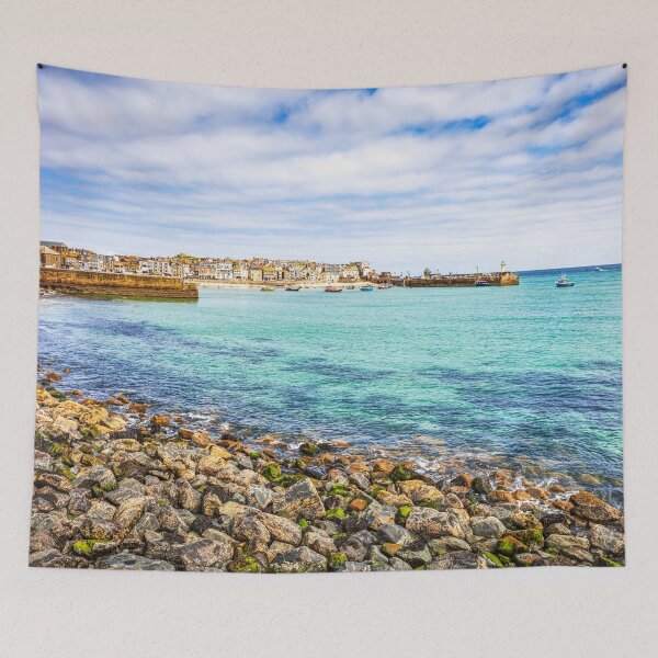 Item preview, St Ives Harbour and Beach with Boats and Mossy Rocks, Cornwall designed and sold by Paul Thompson Photography.