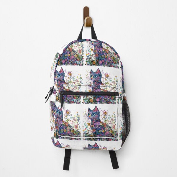 Item preview, Colorful Floral Cat – Whimsical Garden Cat Art designed and sold by Awarrie.