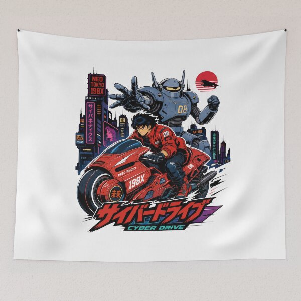 Item preview, Cyber Drive - Retro Cyberpunk Bike And Robo Mecha designed and sold by TontikDesign.