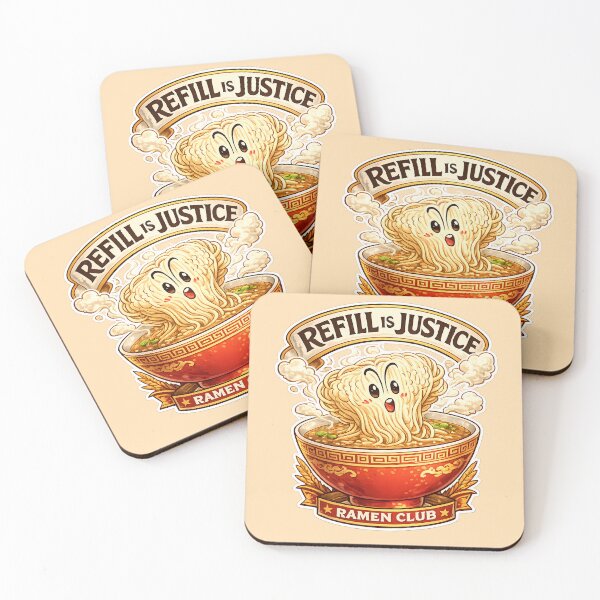 Item preview, Refill is Justice Ramen Design | Funny Japanese Noodle Art designed and sold by Kurekou Lab.