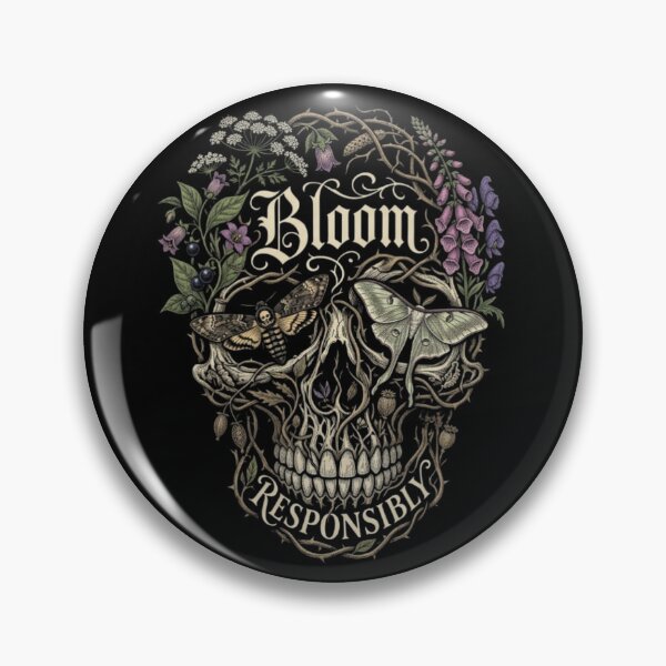 Item preview, Bloom Responsibly Gothic Botanical Skull Moth designed and sold by ViviArtix.