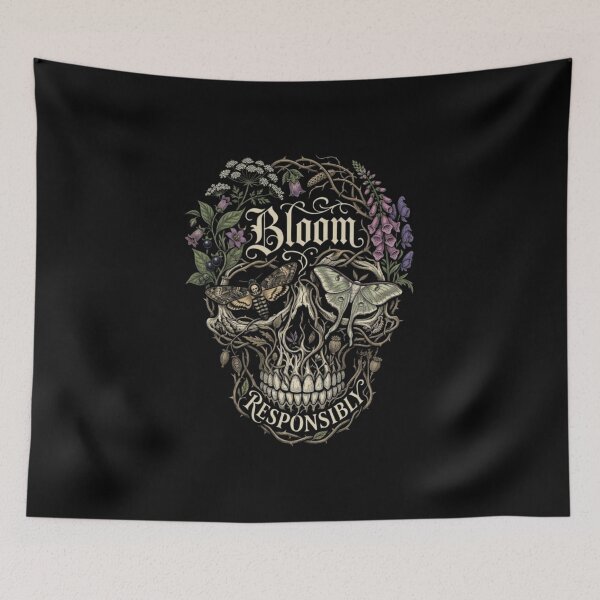 Item preview, Bloom Responsibly Gothic Botanical Skull Moth designed and sold by ViviArtix.