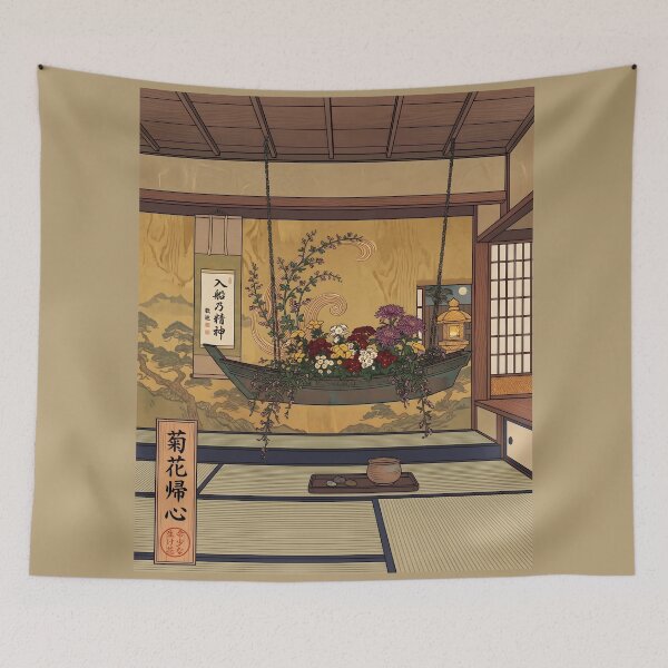 Item preview, Ukiyo-e Suspended Boat Ikebana Vintage Art designed and sold by conohitoAI-ArtGallery.