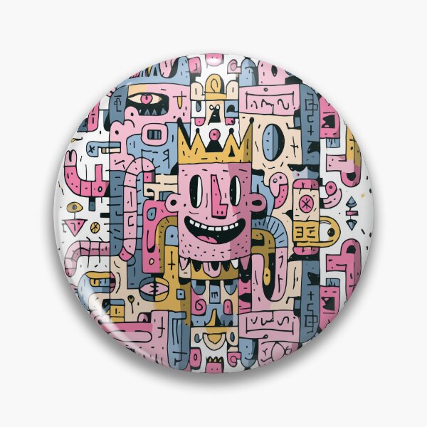 Item preview, Whimsical Abstract Faces Doodle Pattern designed and sold by Romgora.