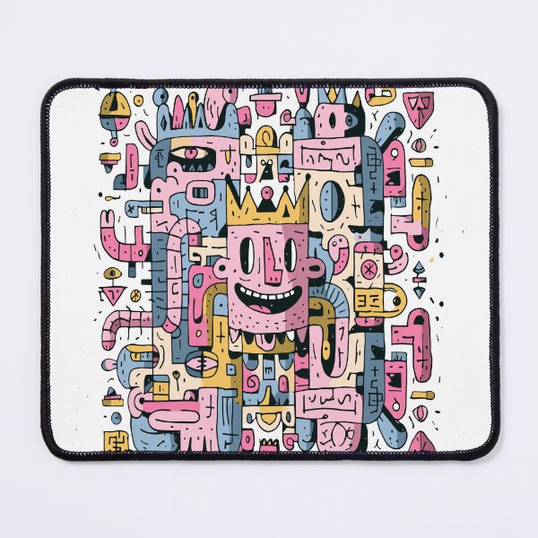 Item preview, Whimsical Abstract Faces Doodle Pattern designed and sold by Romgora.