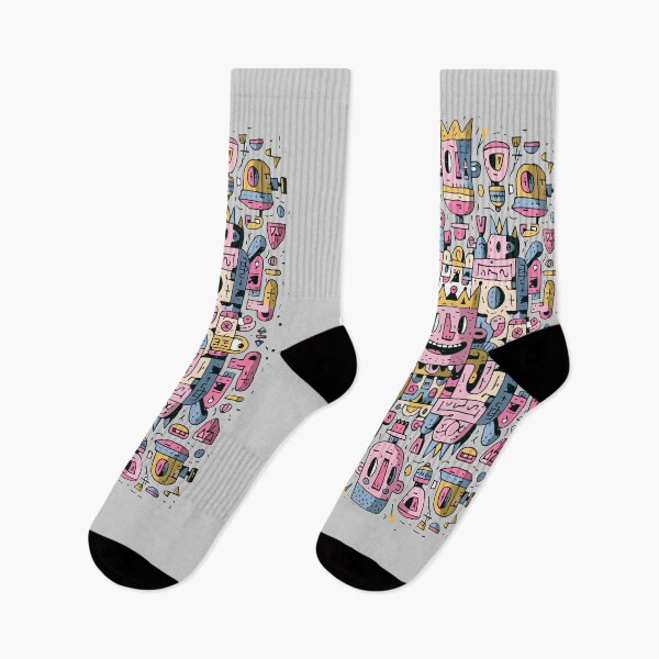 Item preview, Whimsical Abstract Faces Doodle Pattern designed and sold by Romgora.