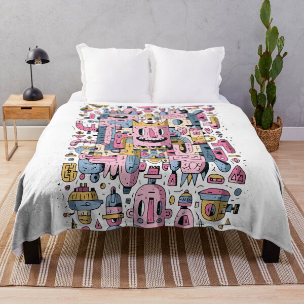 Item preview, Whimsical Abstract Faces Doodle Pattern designed and sold by Romgora.