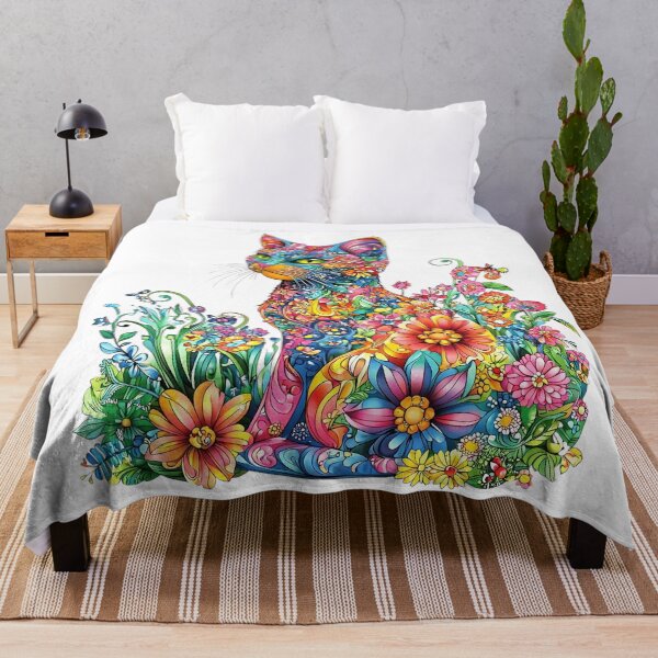 Item preview, Colorful Floral Cat – Vibrant Whimsical Garden Feline designed and sold by Awarrie.