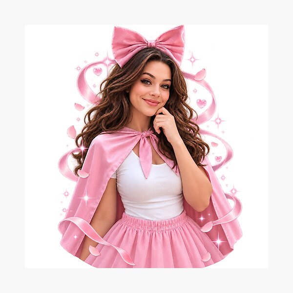Item preview, Pink Bow Cosplay Girl with Magical Sparkles designed and sold by OneStepFromArt.