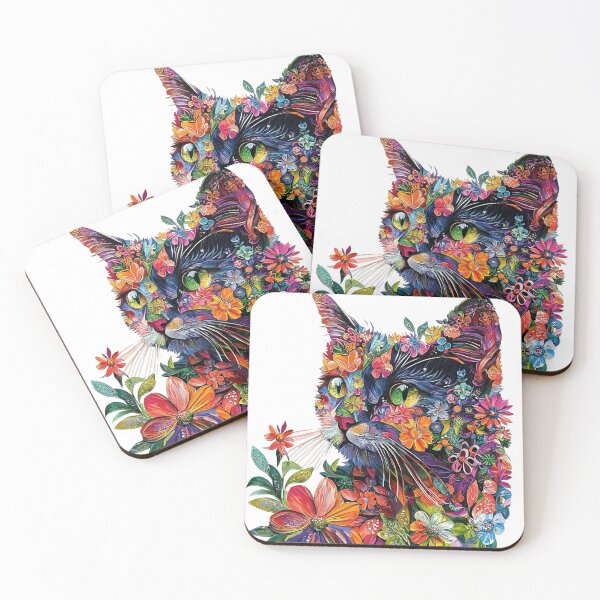 Item preview, Colorful Floral Cat – Vibrant Botanical Feline designed and sold by Awarrie.