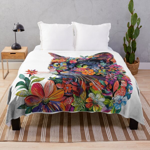 Item preview, Colorful Floral Cat – Vibrant Botanical Feline designed and sold by Awarrie.
