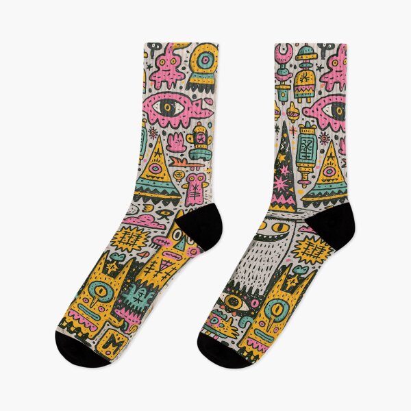 Item preview, Vibrant Psychedelic Doodle Monster Folk Art World designed and sold by Romgora.