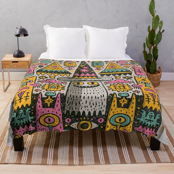 Item preview, Vibrant Psychedelic Doodle Monster Folk Art World designed and sold by Romgora.