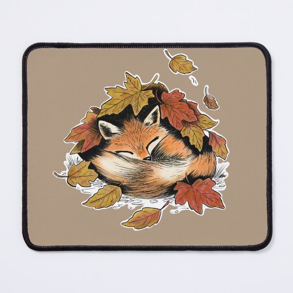 Item preview, A cute cozy fox sleeping under a pile of leaves designed and sold by designxtravel.