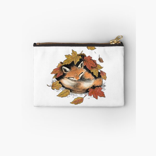 Item preview, A cute cozy fox sleeping under a pile of leaves designed and sold by designxtravel.
