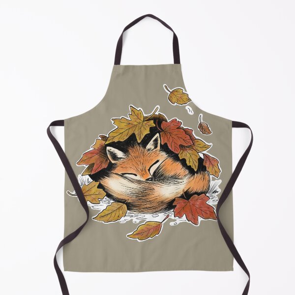 Item preview, A cute cozy fox sleeping under a pile of leaves designed and sold by designxtravel.