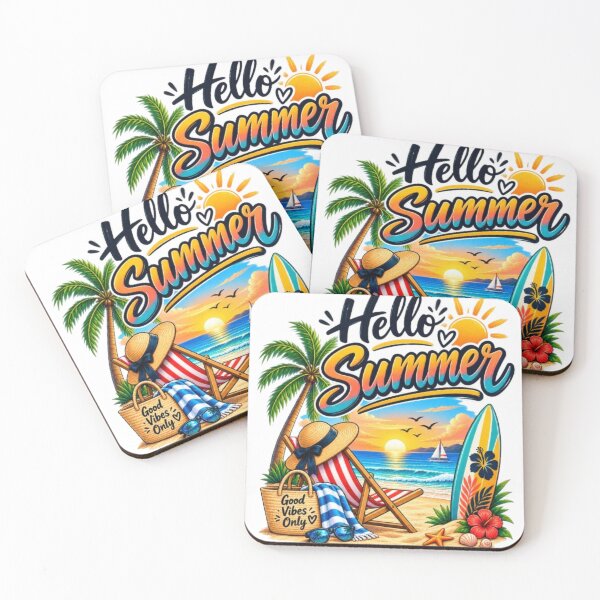 Aperçu de l'œuvre Hello Summer Beach Vacation – Tropical Summer Vibes créée et vendue par Salma.Store.