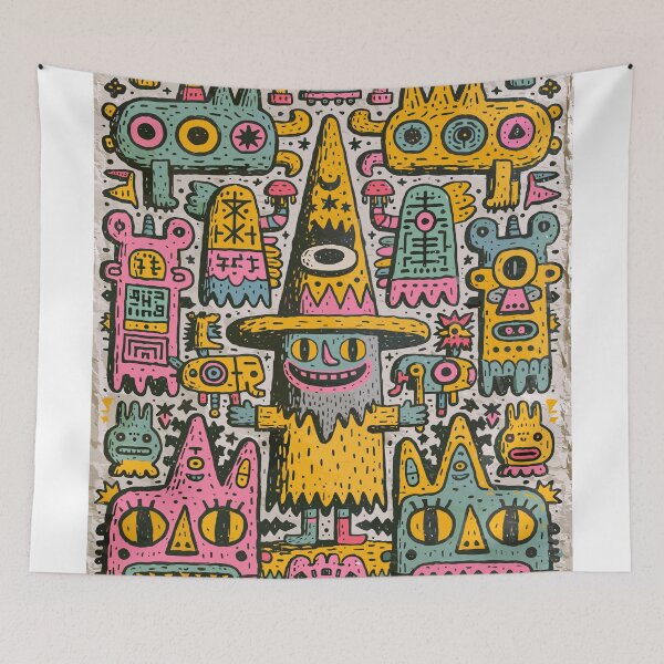Item preview, Whimsical Doodle Monsters and Wizard Art designed and sold by Romgora.