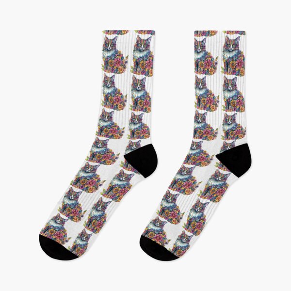 Item preview, Colorful Floral Cat – Vibrant Boho Botanical Cat Art designed and sold by Awarrie.