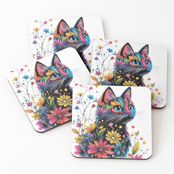 Item preview,  Colorful Floral Cat – Vibrant Boho Botanical Cat Art designed and sold by Awarrie.