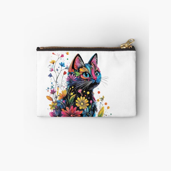 Item preview, Colorful Floral Cat – Vibrant Boho Botanical Cat Art designed and sold by Awarrie.
